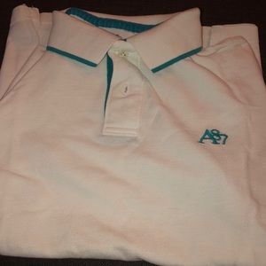Aeropostale white/ teal collar shirt